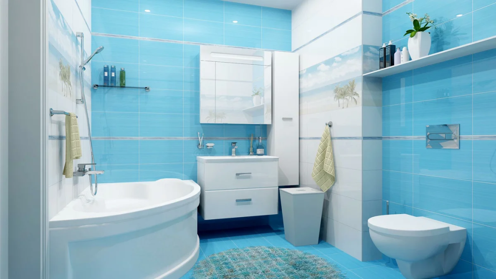 Ванна в голубых тонах. Плитка Керадим Тропик. Нная комната в голубых тонах. Ванная комната. Ванная комната в голубых тонах.